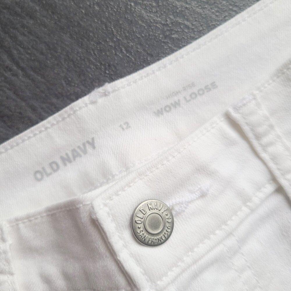 Old Navy White Denim High Rise Wow Loose Jeans Size 12 - New with tags - Picture 7 of 10